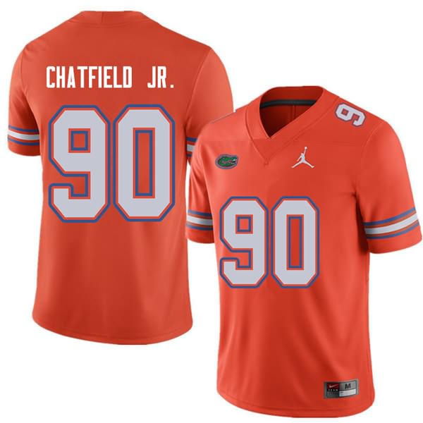 Men's NCAA Florida Gators Andrew Chatfield Jr. #90 Stitched Authentic Jordan Brand Orange College Football Jersey UZP8365QE